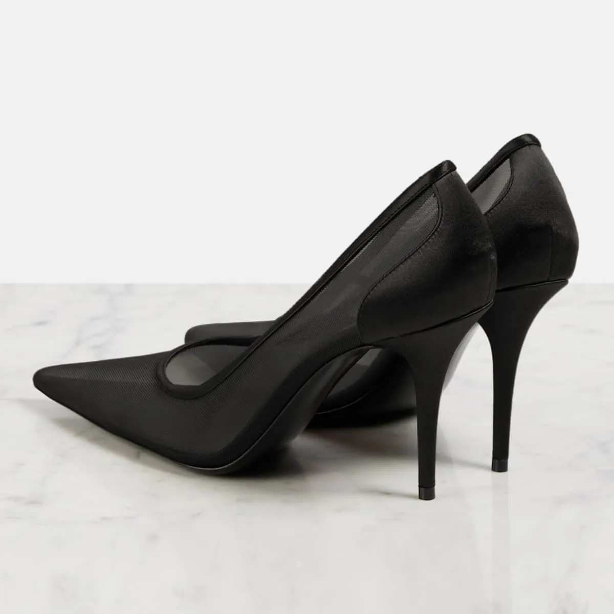 FYS Women Pointed Toe Slip on Pumps Sexy Mesh Stiletto High Heels Fashion Party Dance Prom Shoes Size 4-16 US