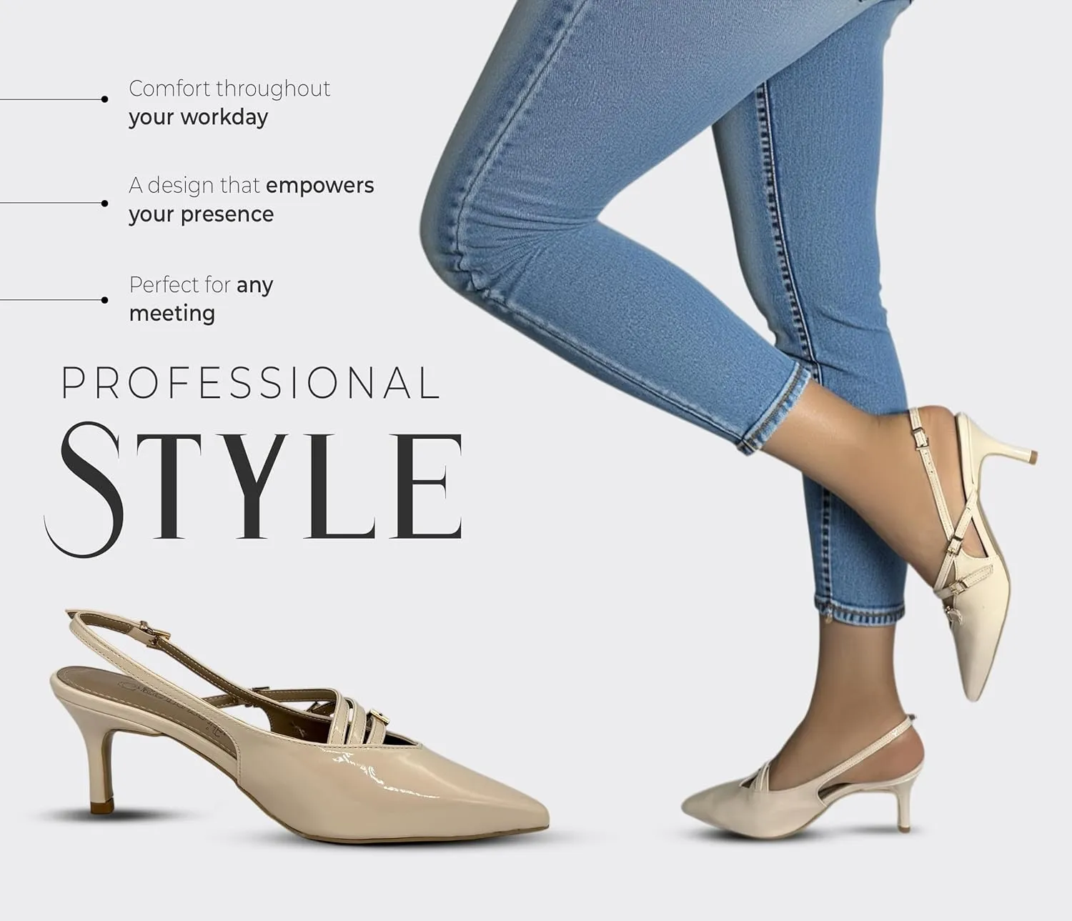 Gemmify Women's Low Heel Sandals – Elegant Silver Dress Shoes with Comfortable Platform – Stylish Heels for Office, Events, and Special Occasions