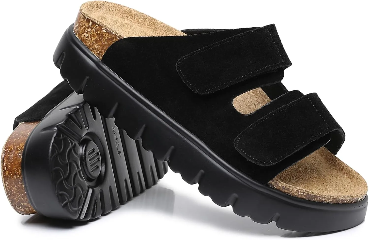 Genuine Leather Platform Sandals for Women 2025 - Soft Comfortable Memory Foam Insole Chunky Womens Wedge Sandals with Cork Footbed