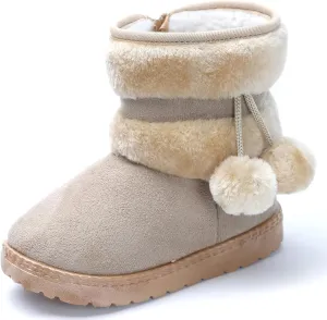 Girls Boys Snow Boots Kids Warm Winter Boots Toddler Plush Booties Fur Lined Non-Slip Shoes (Toddler/Little Kid/Big Kid)