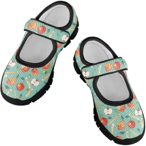 Girl's Mary Jane Shoes Little Girl Casual Anti-Slip Mesh Sneaker with Magic Sticker for Walking Campimg