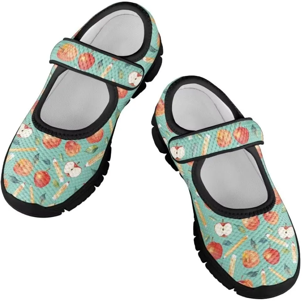 Girl's Mary Jane Shoes Little Girl Casual Anti-Slip Mesh Sneaker with Magic Sticker for Walking Campimg