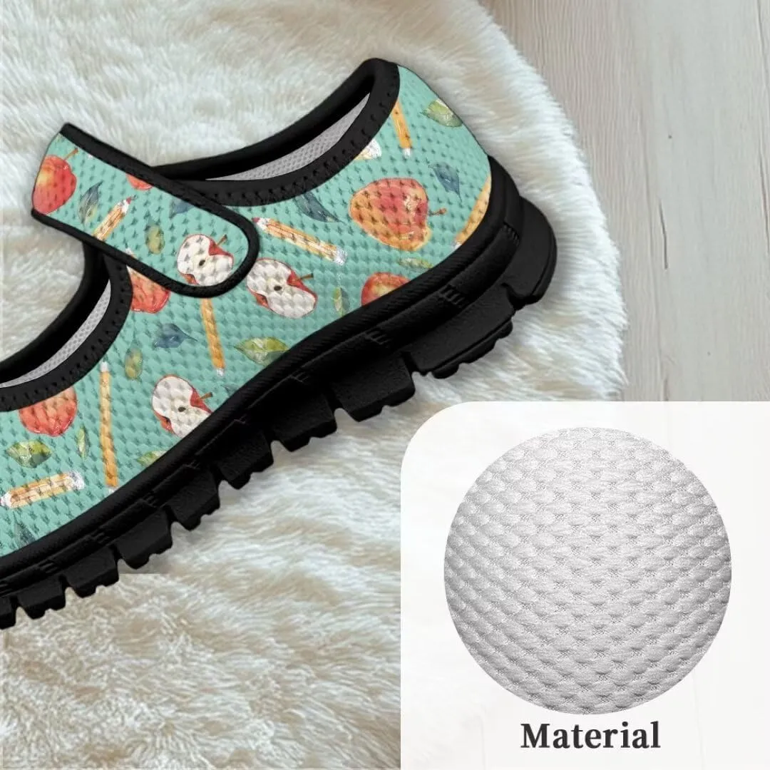 Girl's Mary Jane Shoes Little Girl Casual Anti-Slip Mesh Sneaker with Magic Sticker for Walking Campimg
