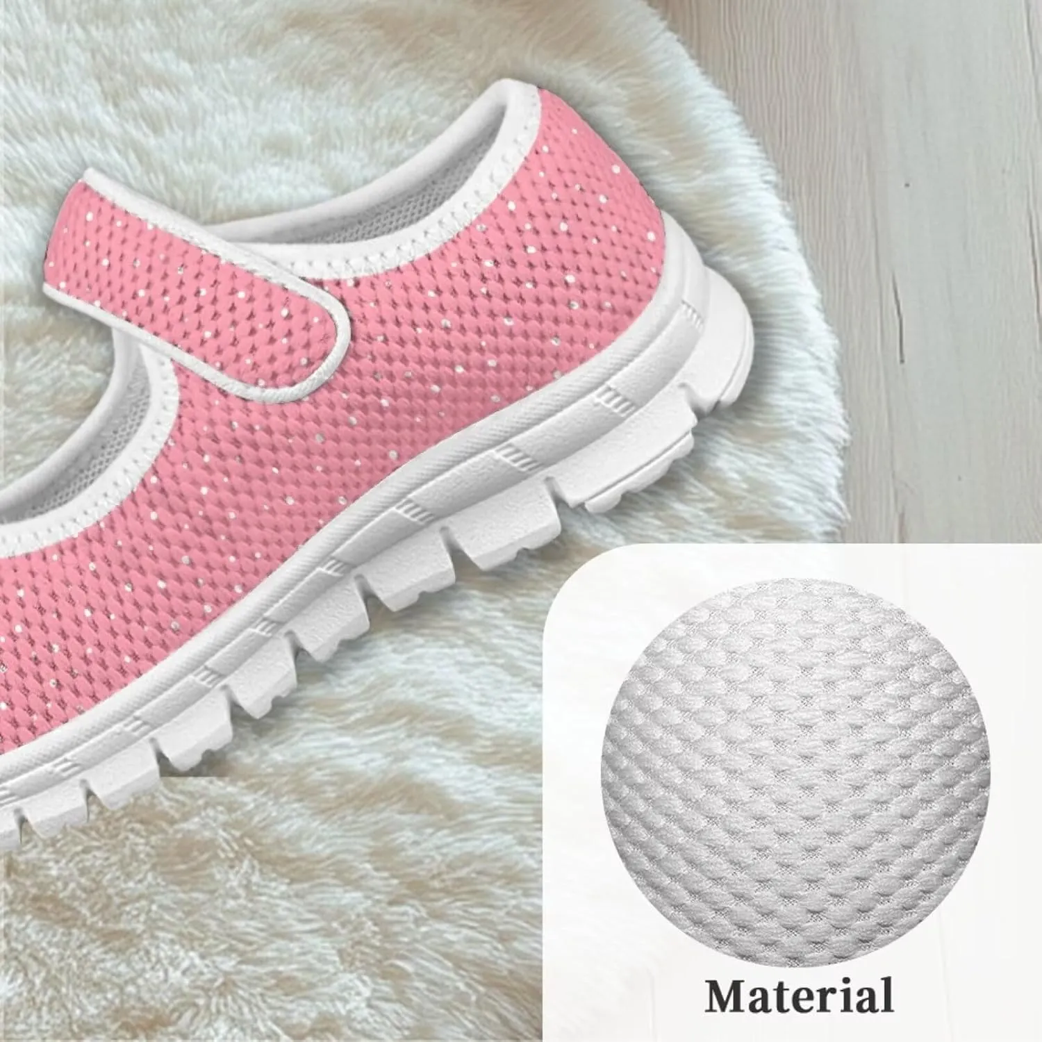 Girls Mary Jane Shoes School Uniform Shoes Round Toe Ballet Flats Breathable Mesh Slip-on Walking Sneakers