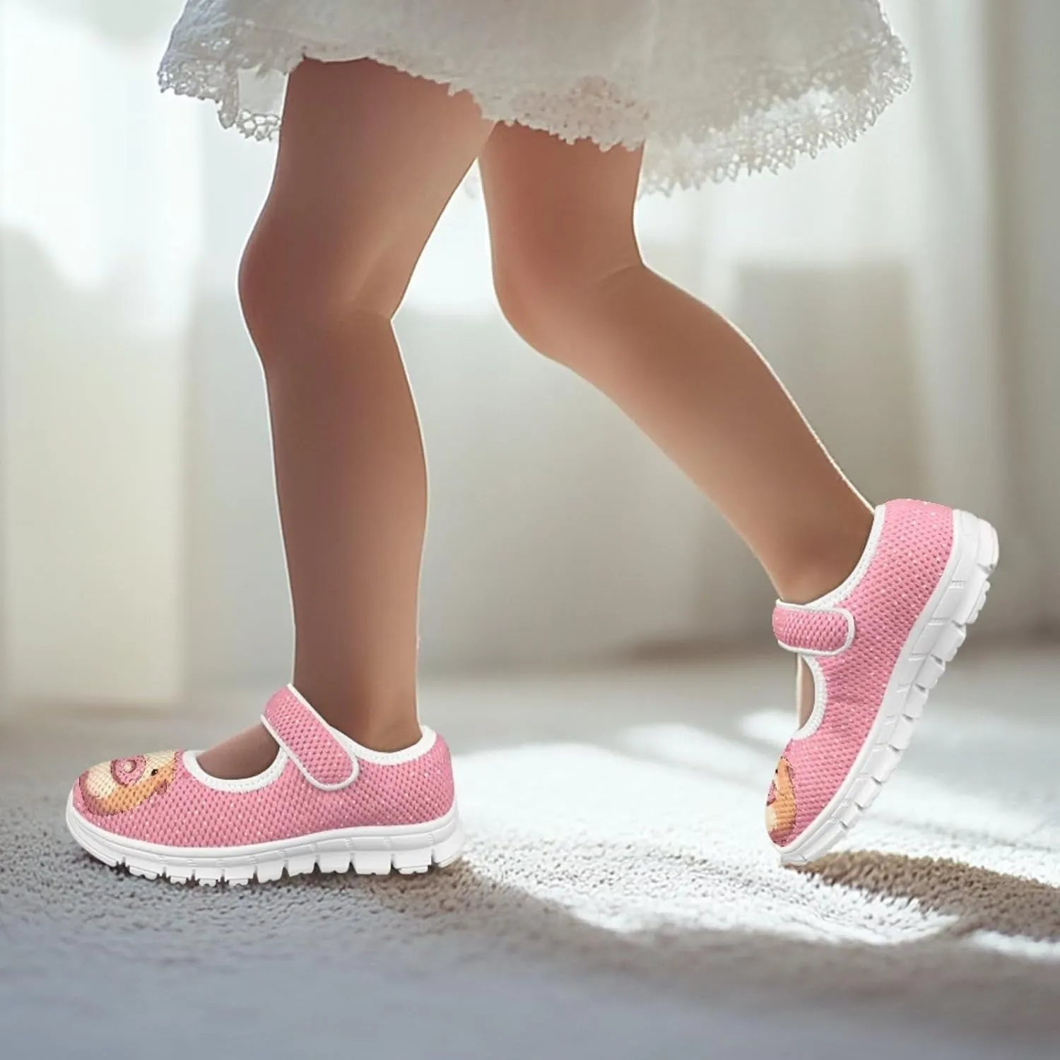 Girls Mary Jane Shoes School Uniform Shoes Round Toe Ballet Flats Breathable Mesh Slip-on Walking Sneakers