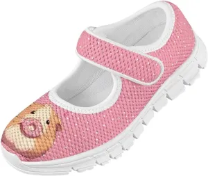 Girls Mary Jane Shoes School Uniform Shoes Round Toe Ballet Flats Breathable Mesh Slip-on Walking Sneakers