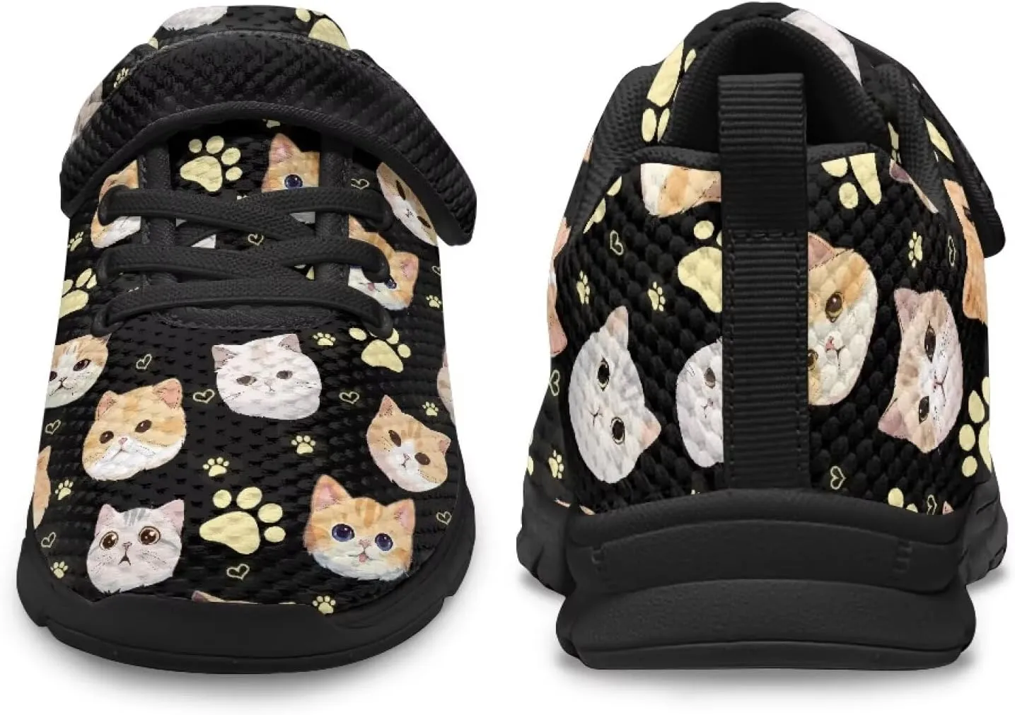 Girls Running Shoes with Hook and Loop Cute Print Kids Tennis Shoes for Outdoor Activities