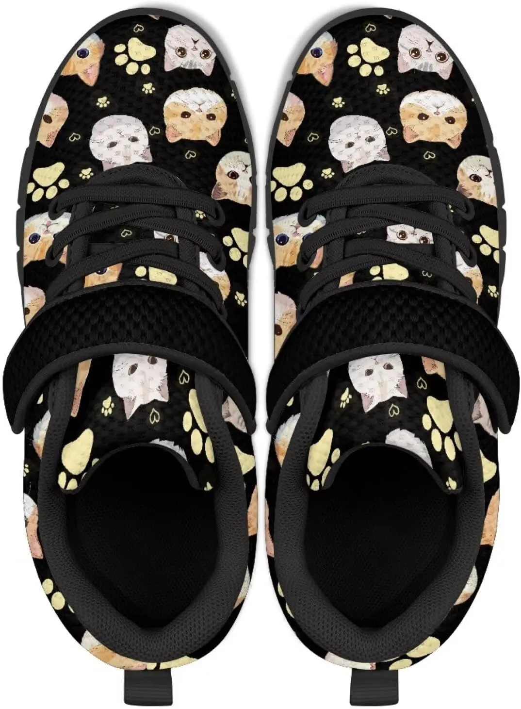 Girls Running Shoes with Hook and Loop Cute Print Kids Tennis Shoes for Outdoor Activities