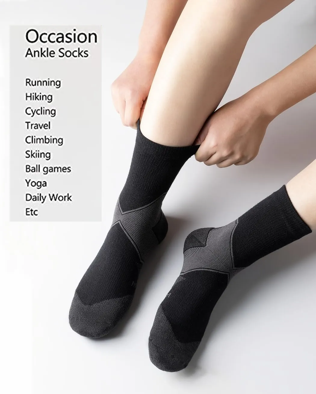 GLENMEARL Crew Socks for Women, 5 Pair Cushioned Athletic Cotton Sock, Warm Calf Boot Socks, Crew Sock for Hiking Running