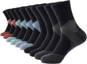 GLENMEARL Crew Socks for Women, 5 Pair Cushioned Athletic Cotton Sock, Warm Calf Boot Socks, Crew Sock for Hiking Running