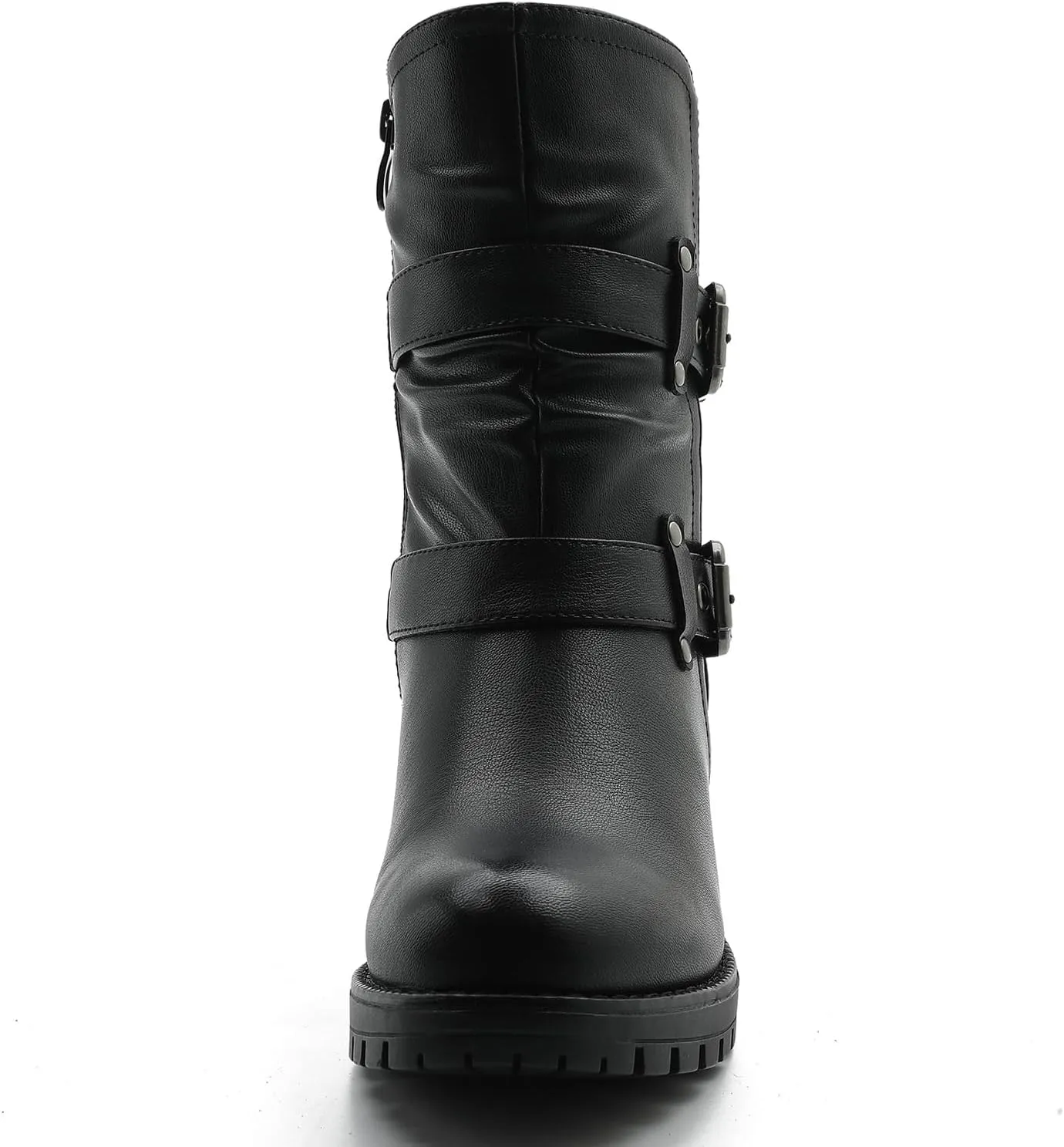 GLOBALWIN Women's Biker Boots, Black, GW-W21YY13, Ankle Boots, Bootie, Zip Closure, Block Heel, All-Day Comfort, Versatile, Ethically Made