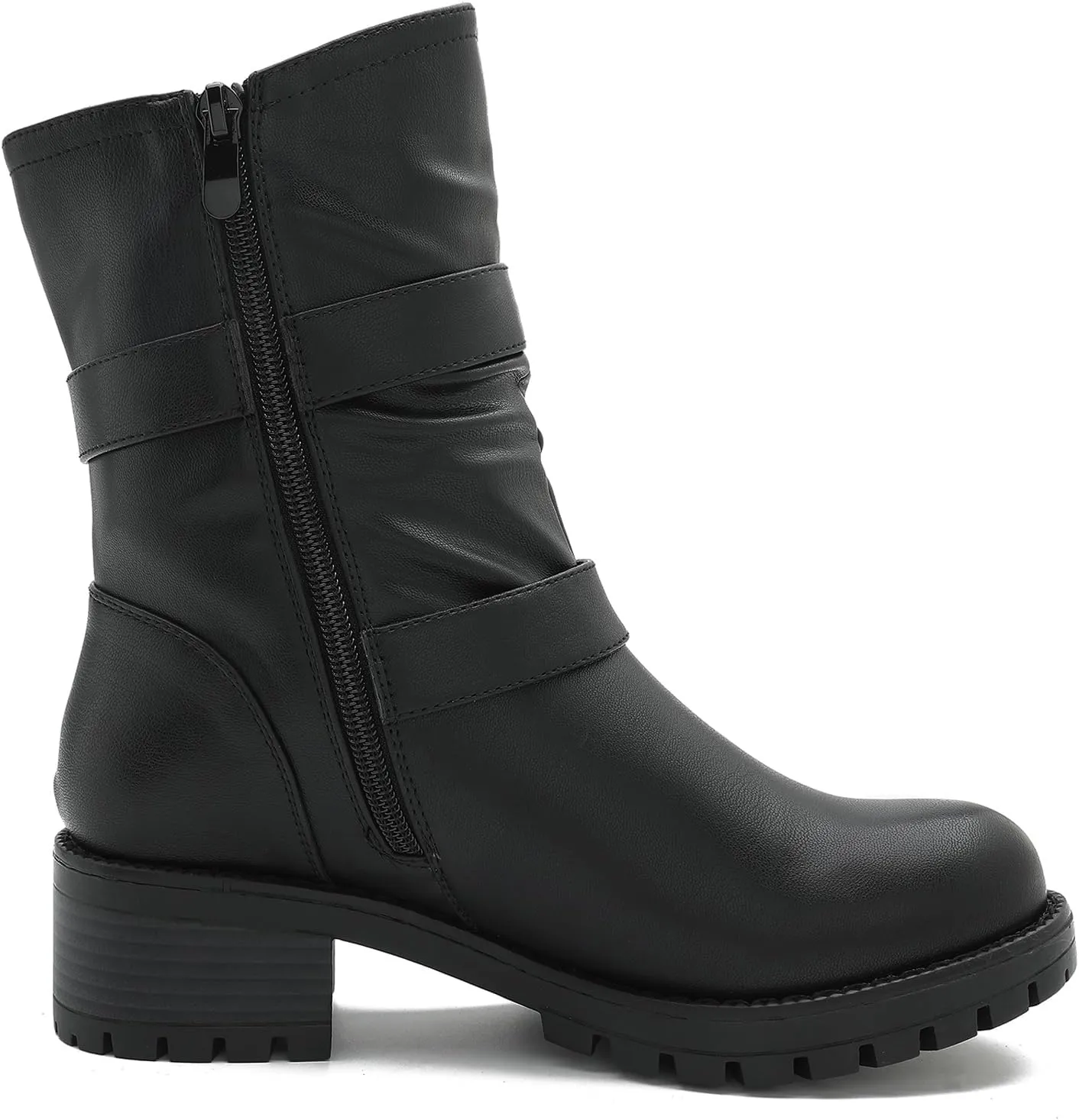GLOBALWIN Women's Biker Boots, Black, GW-W21YY13, Ankle Boots, Bootie, Zip Closure, Block Heel, All-Day Comfort, Versatile, Ethically Made