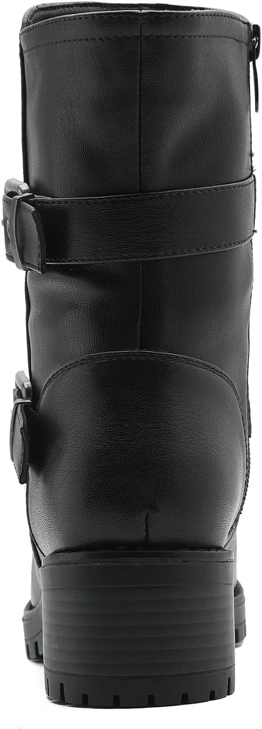 GLOBALWIN Women's Biker Boots, Black, GW-W21YY13, Ankle Boots, Bootie, Zip Closure, Block Heel, All-Day Comfort, Versatile, Ethically Made