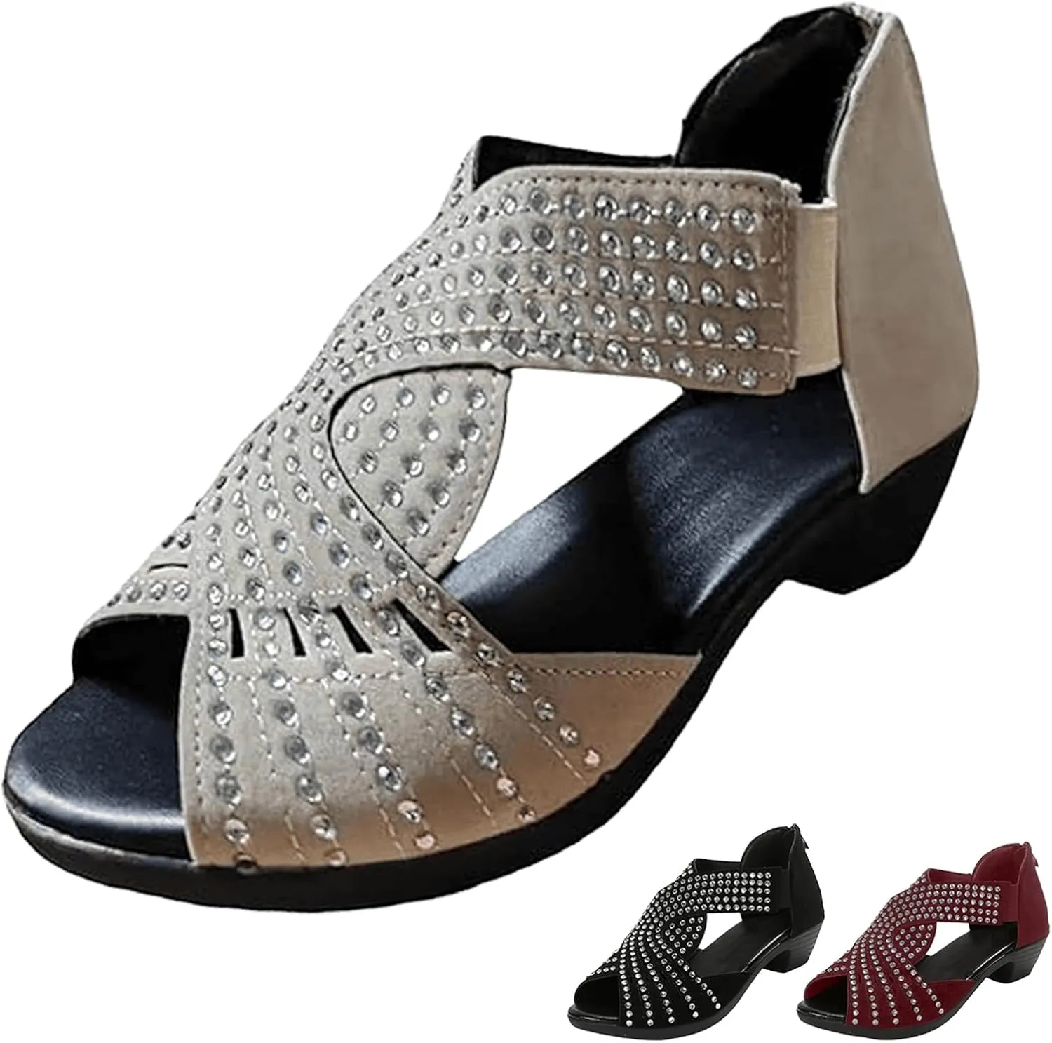 Glowstep Orthopedic Low Heel Cut-Out Sandals for Women Non-slip Comfortable, Cushioned, Breathable Orthopedic Sandals