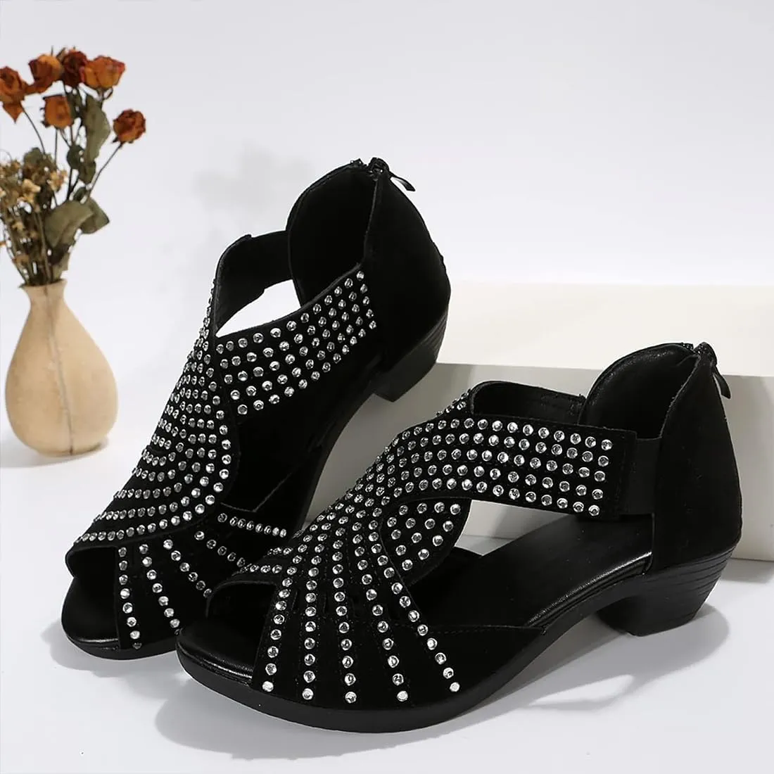 Glowstep Orthopedic Low Heel Cut-Out Sandals for Women Non-slip Comfortable, Cushioned, Breathable Orthopedic Sandals