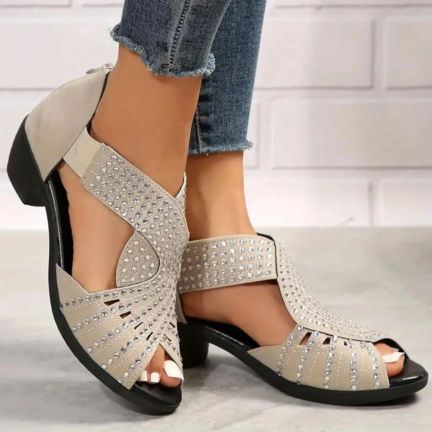 Glowstep Orthopedic Low Heel Cut-Out Sandals for Women Non-slip Comfortable, Cushioned, Breathable Orthopedic Sandals