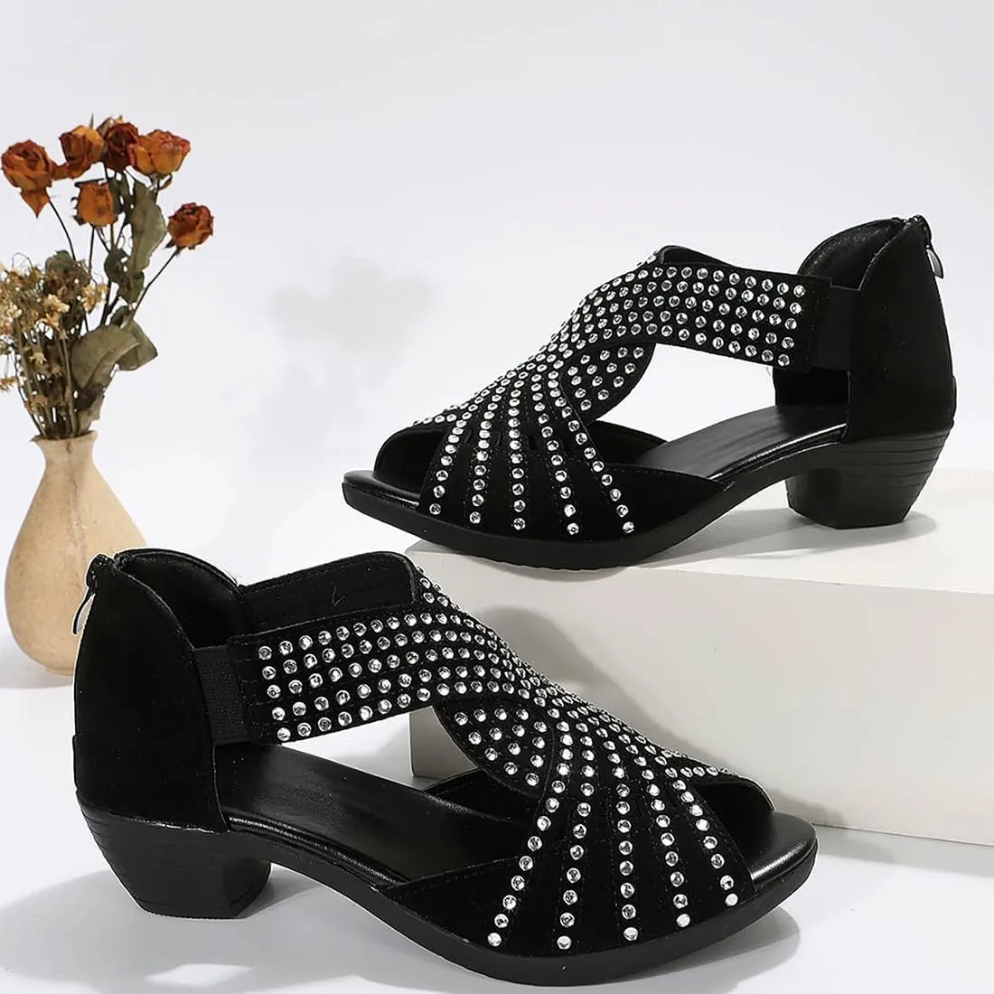 Glowstep Orthopedic Low Heel Cut-Out Sandals for Women Non-slip Comfortable, Cushioned, Breathable Orthopedic Sandals