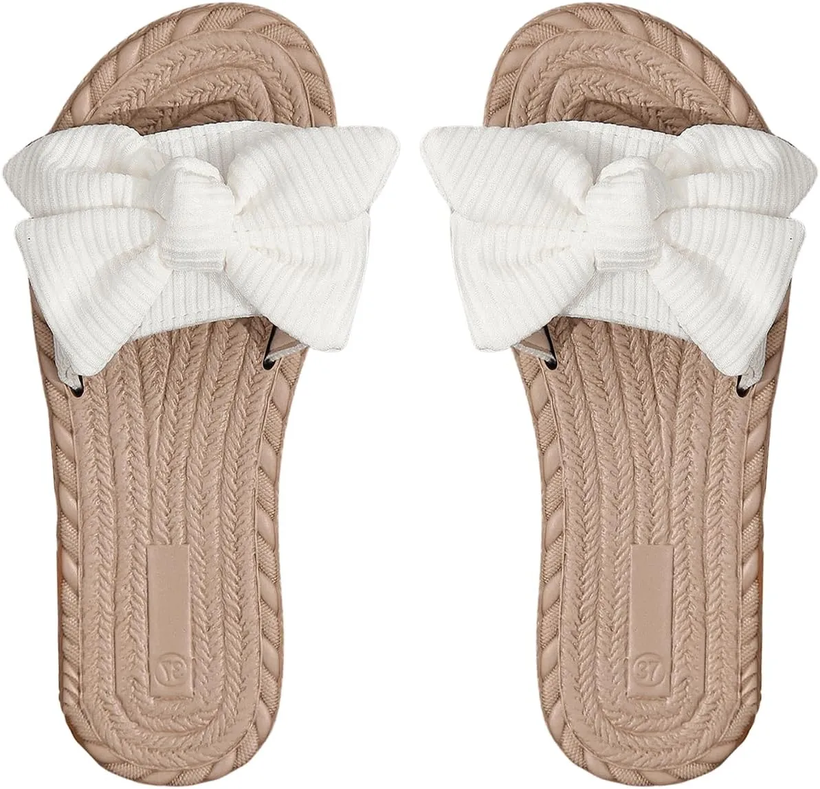 GORGLITTER Women's Bow Beach Flat Sandals Open Toe Slip on Slide Sandals