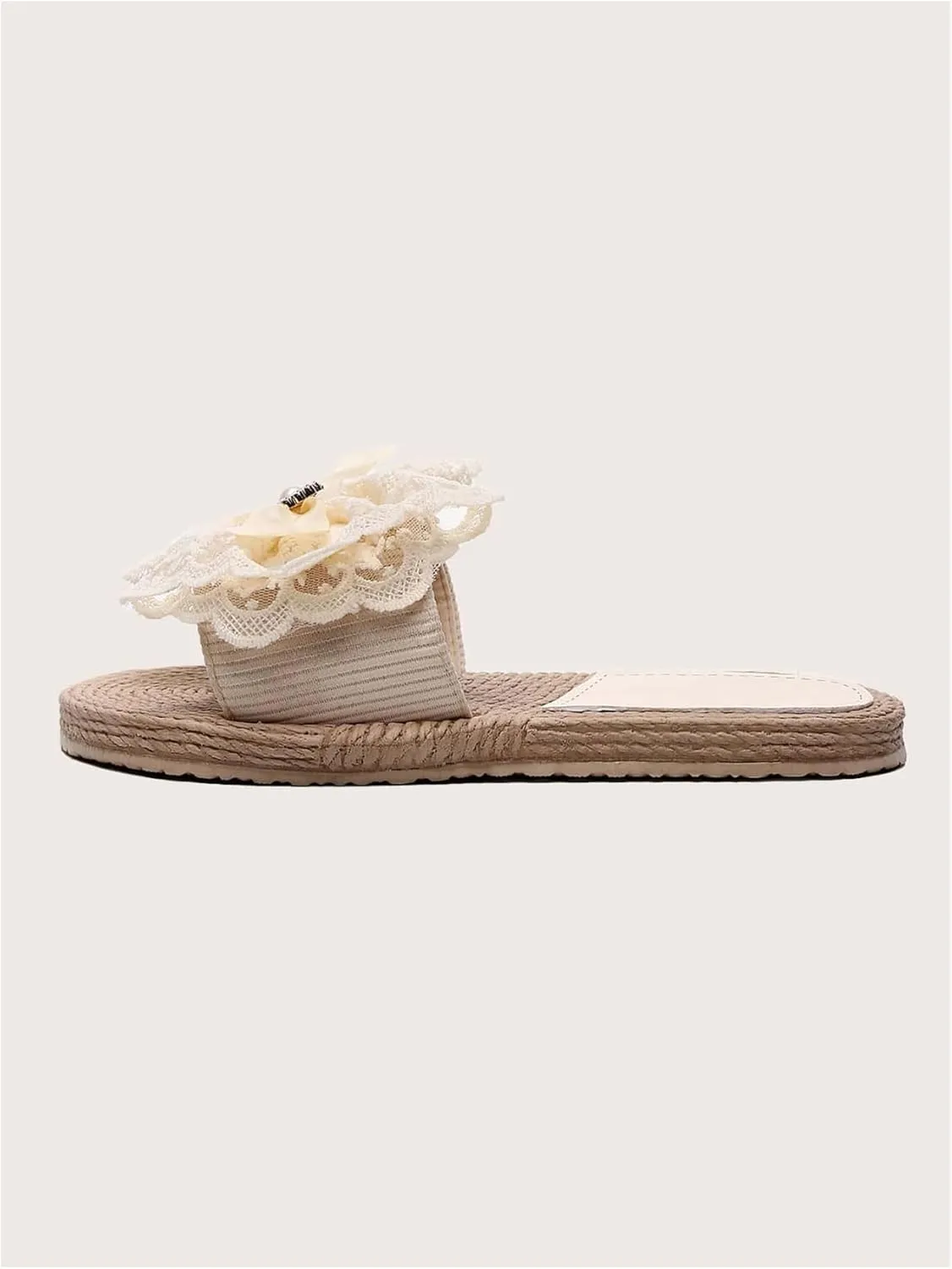 GORGLITTER Women's Bow Flat Sandals Straw Open Toe Dressy Boho Summer Beach Sandals