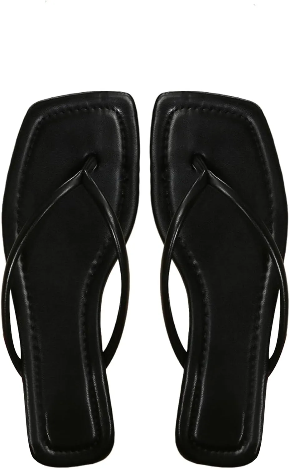 GORGLITTER Women's Square Open Toe Flip Flop Minimalist Thong Flat Sandals Slide On Summer Vacation 2025 Dressy Shoes