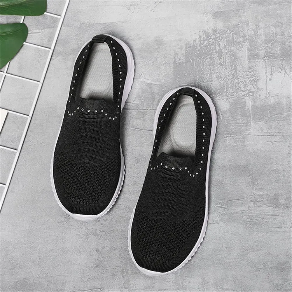 GOSPT Women's Slip on Sock Sneakers Glitter Rhinestone Jazz Latin Dance Mesh Shoes