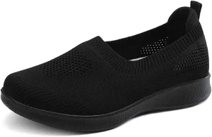 GOSPT Women's Slip on Sock Sneakers Lightweight Elastic Knit Mesh Shoes Comfort Flats