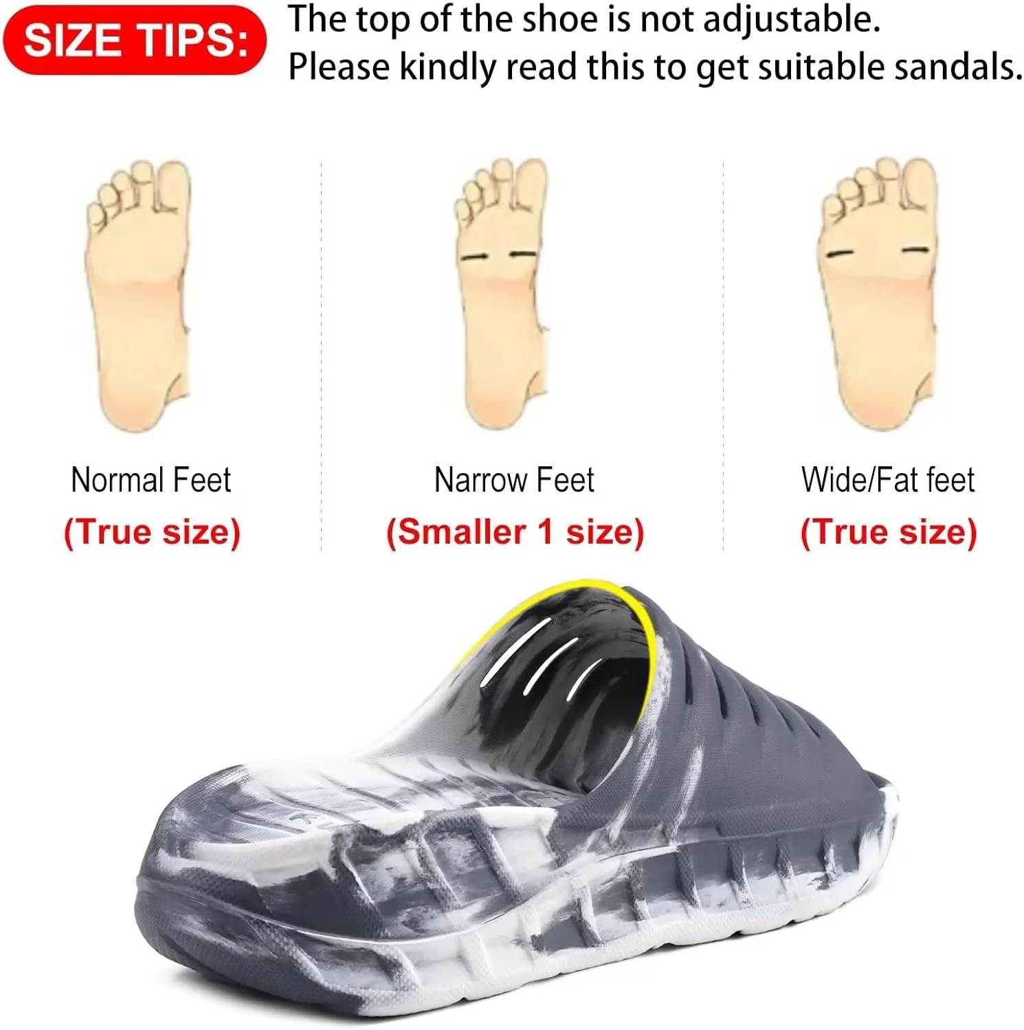 GPOS Mens Sport Recovery Sandals Plantar Fasciitis Thick Cushion Slides Sandals Lightweight Comfort Orthotic Slippers