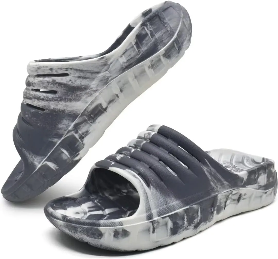 GPOS Mens Sport Recovery Sandals Plantar Fasciitis Thick Cushion Slides Sandals Lightweight Comfort Orthotic Slippers