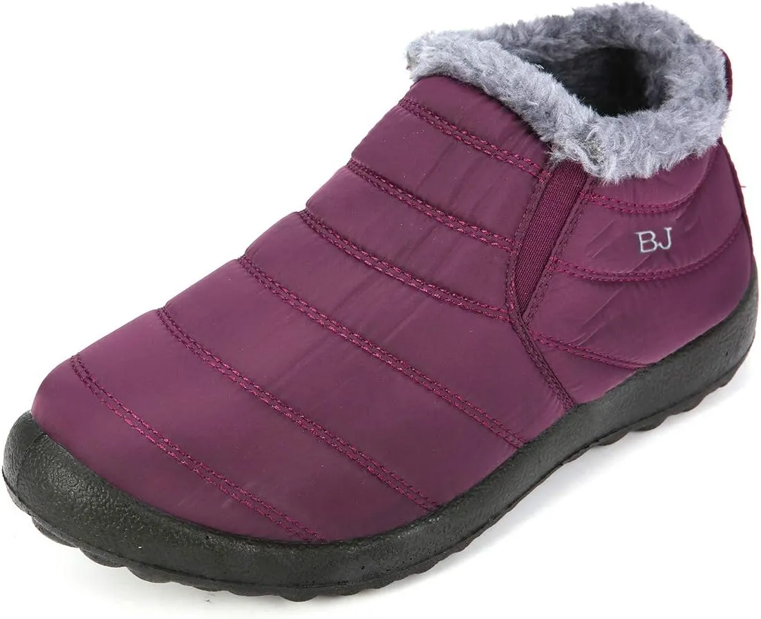 gracosy Warm Snow Boots, Winter Warm Ankle Boots, Fur Lining Boots,Waterproof Thickening Winter Shoes for Women and Men