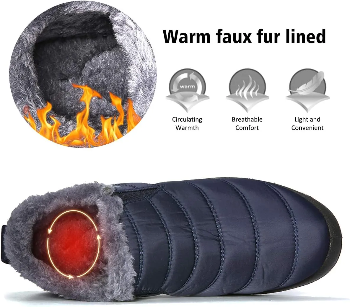 gracosy Warm Snow Boots, Winter Warm Ankle Boots, Fur Lining Boots,Waterproof Thickening Winter Shoes for Women and Men