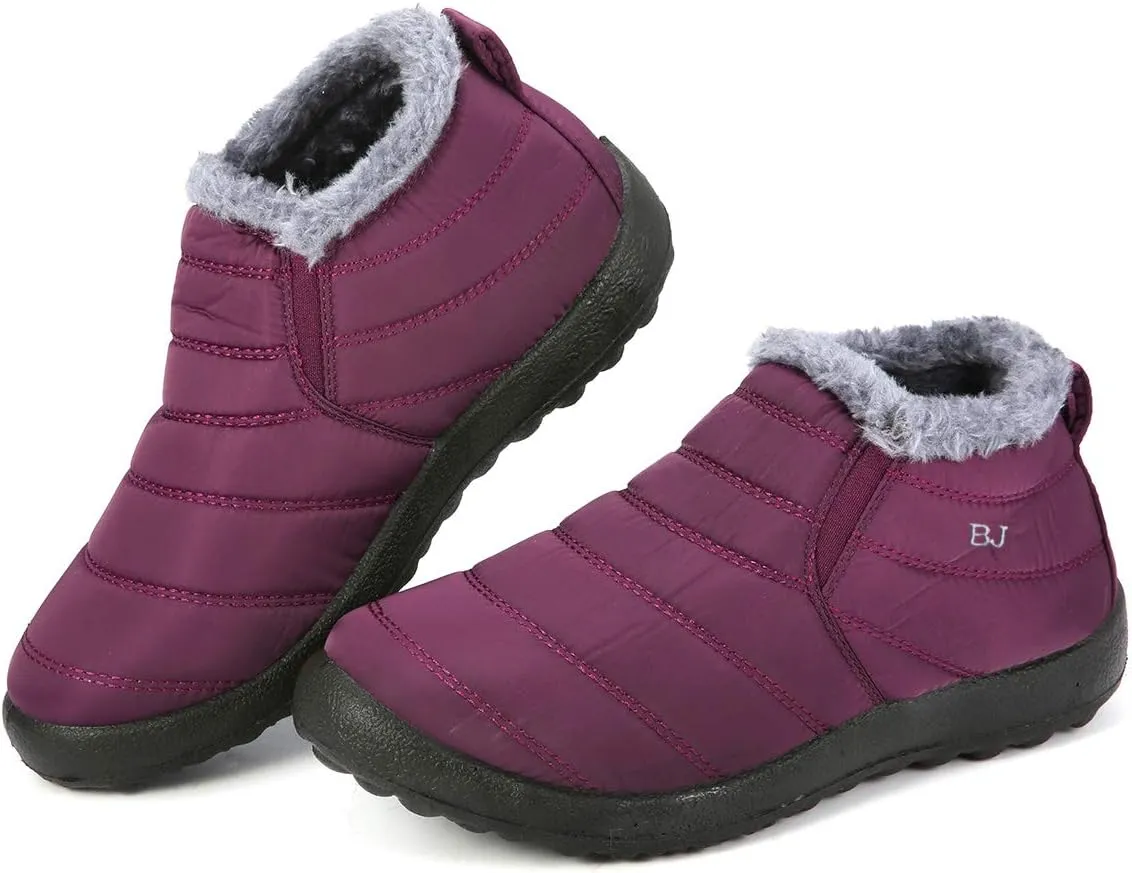 gracosy Warm Snow Boots, Winter Warm Ankle Boots, Fur Lining Boots,Waterproof Thickening Winter Shoes for Women and Men