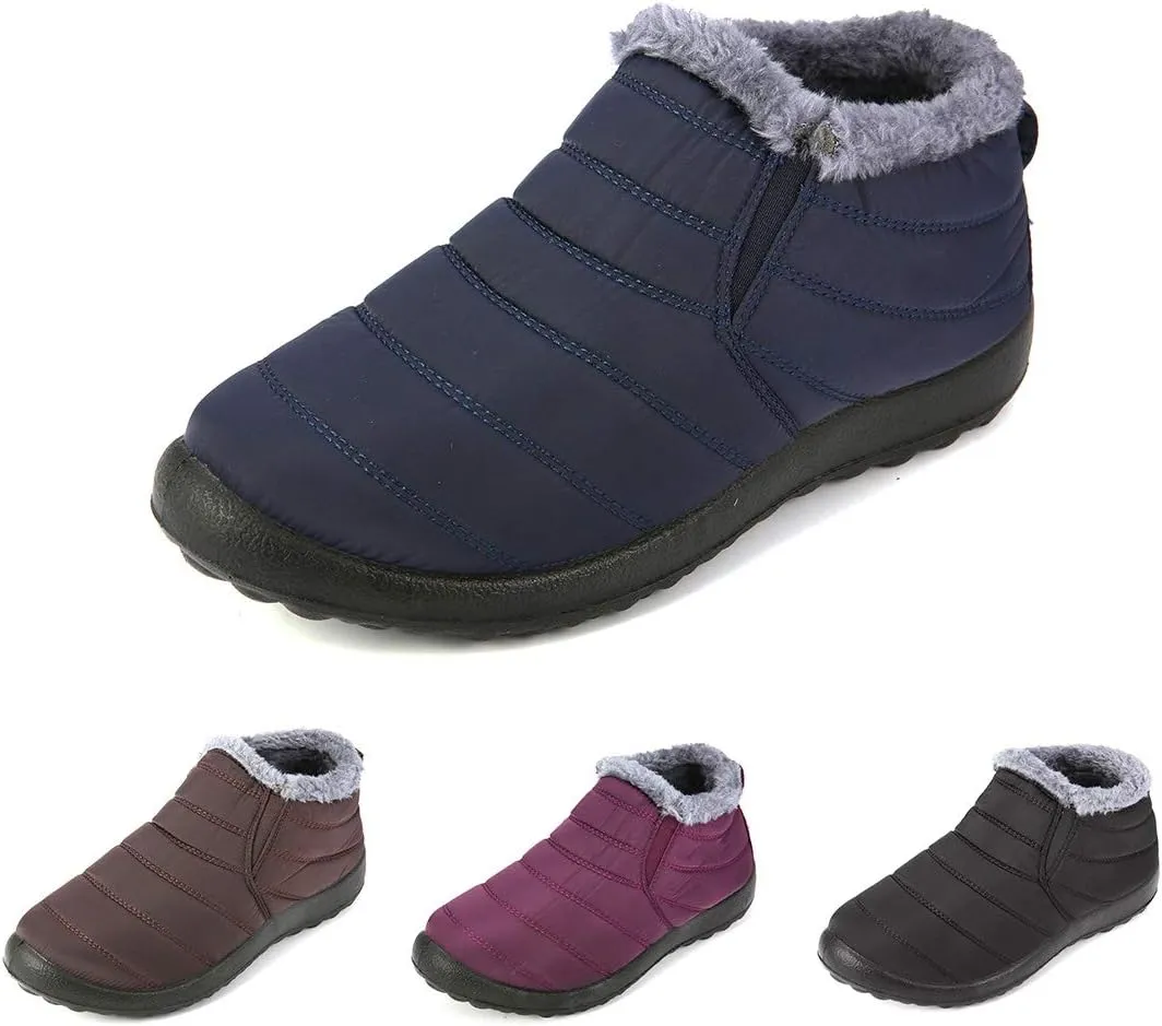 gracosy Warm Snow Boots, Winter Warm Ankle Boots, Fur Lining Boots,Waterproof Thickening Winter Shoes for Women and Men