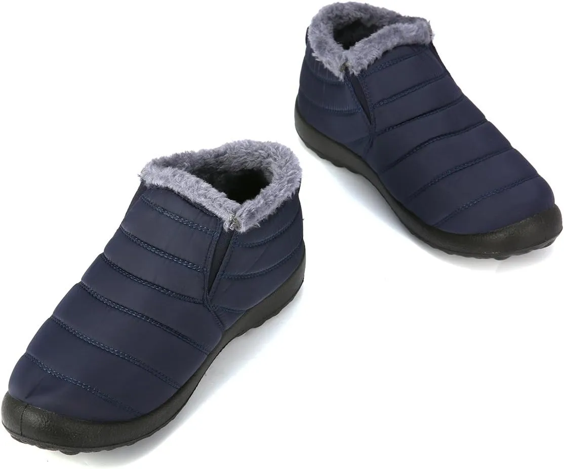 gracosy Warm Snow Boots, Winter Warm Ankle Boots, Fur Lining Boots,Waterproof Thickening Winter Shoes for Women and Men