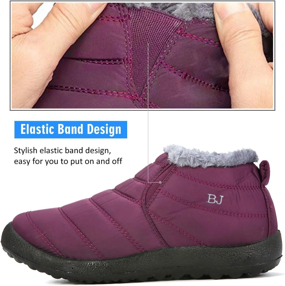 gracosy Warm Snow Boots, Winter Warm Ankle Boots, Fur Lining Boots,Waterproof Thickening Winter Shoes for Women and Men