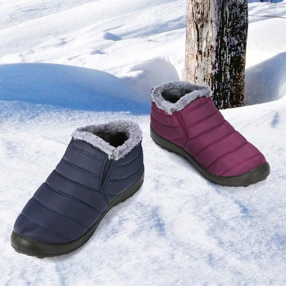 gracosy Warm Snow Boots, Winter Warm Ankle Boots, Fur Lining Boots,Waterproof Thickening Winter Shoes for Women and Men