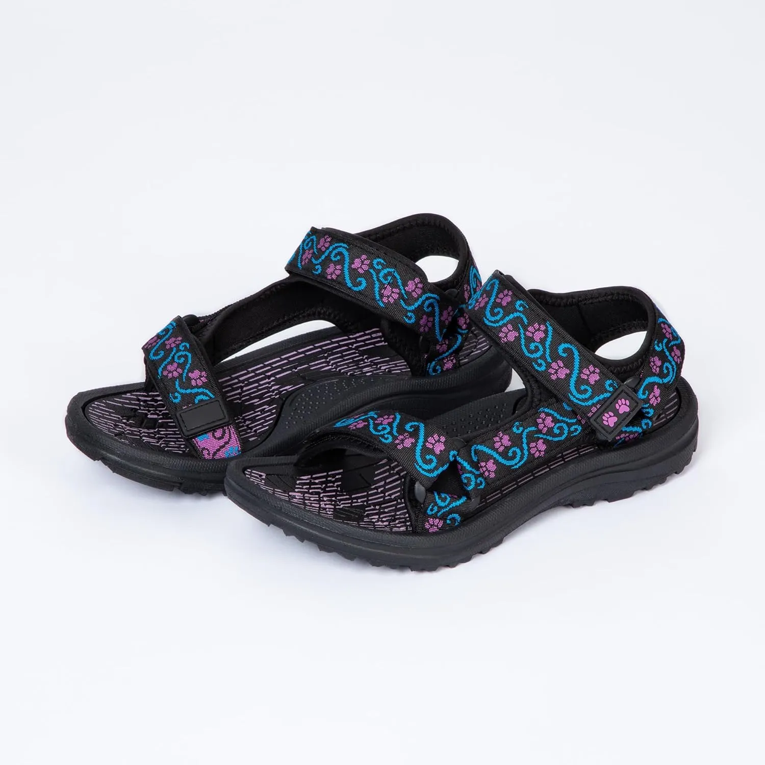 GreaterGood Walking Paws River Sandals Lightweight EVA Adjustable Water Shoes Textured Insole Animal Print Design for Women Ladies