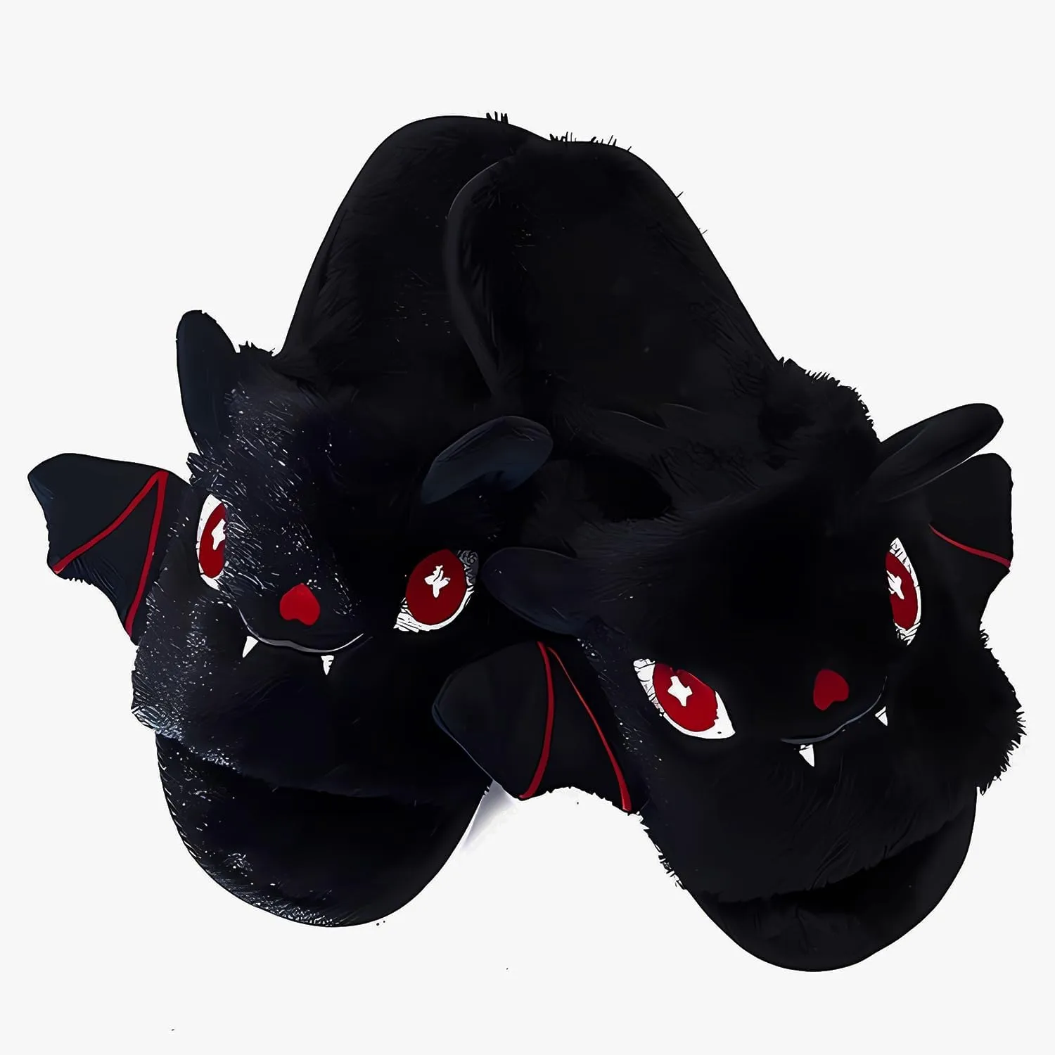 Halloween Bat Slippers - Warm Cozy Soft Plush Fuzzy House Slippers for Girls Women Men - Indoor Outdoor Couples Slides