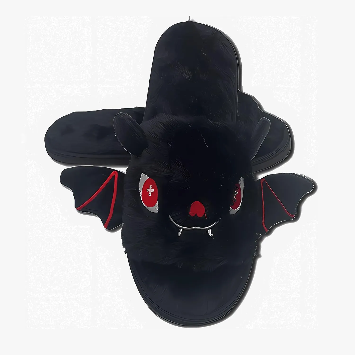 Halloween Bat Slippers - Warm Cozy Soft Plush Fuzzy House Slippers for Girls Women Men - Indoor Outdoor Couples Slides