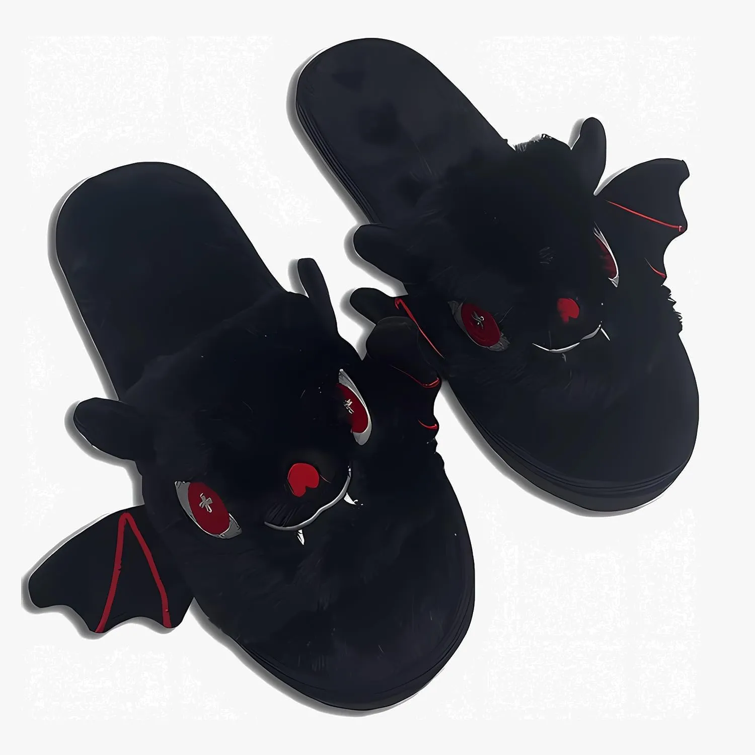 Halloween Bat Slippers - Warm Cozy Soft Plush Fuzzy House Slippers for Girls Women Men - Indoor Outdoor Couples Slides
