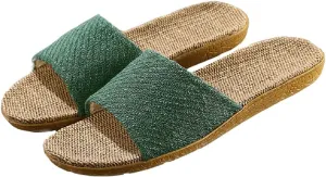HANDKEI Fashion unisex linen slippers non-slip indoor slippers open toe outdoor beach shoes sandals