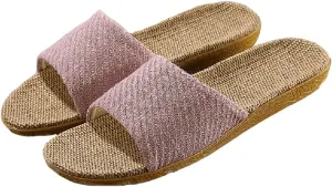HANDKEI Fashion unisex linen slippers non-slip indoor slippers open toe outdoor beach shoes sandals