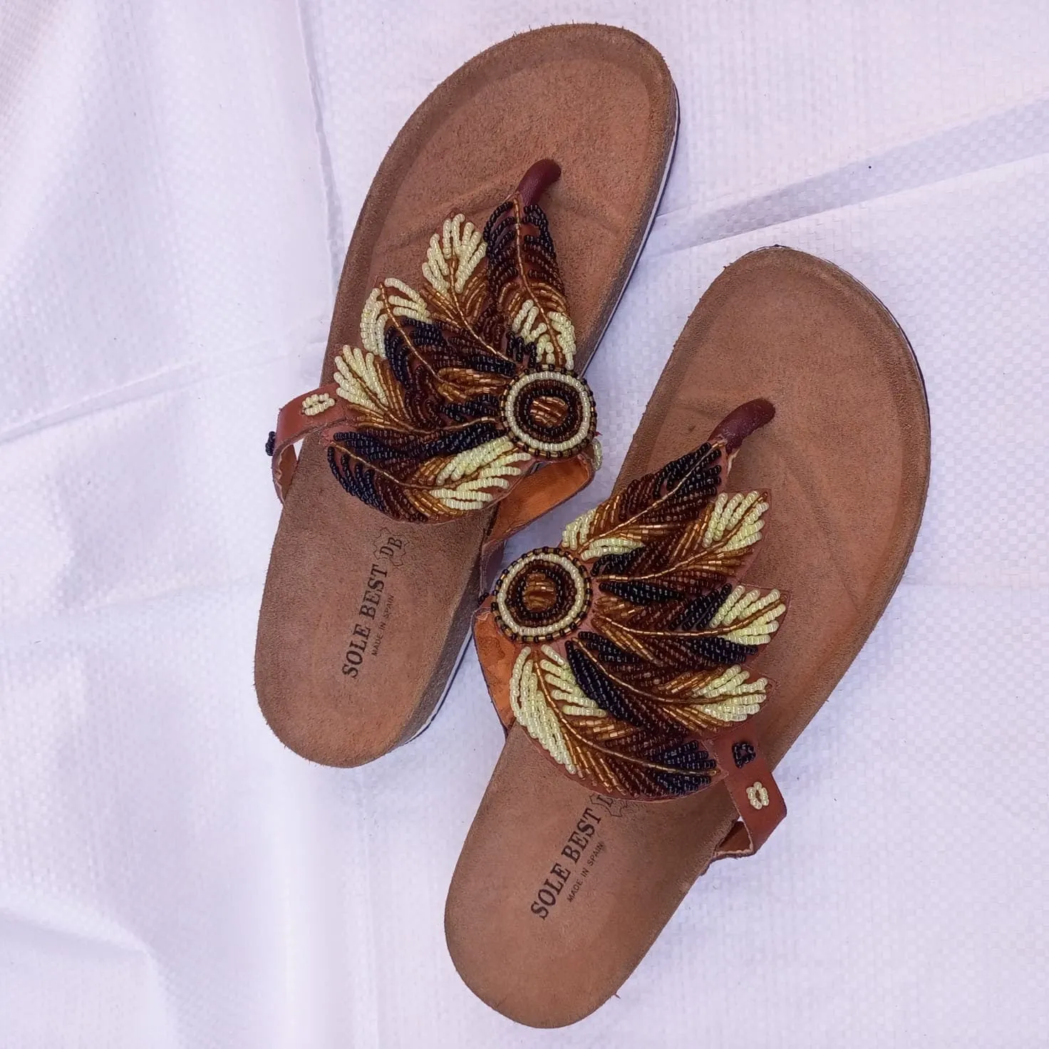 Handmade African Beaded Sandals/Authentic Maasai-Style Leather Flip-Flops Women/Boho Beach Sandals/Comfortable Summer Sandal African Gifts