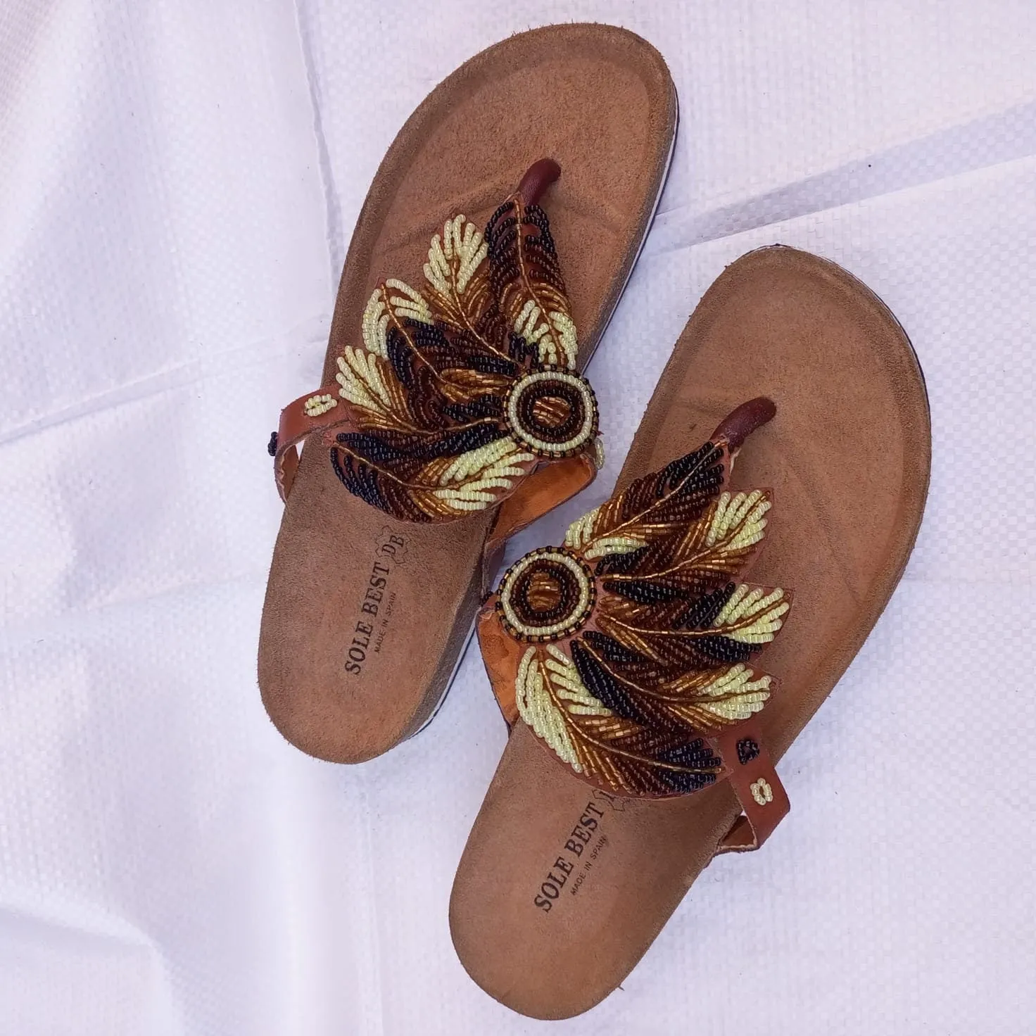 Handmade African Beaded Sandals/Authentic Maasai-Style Leather Flip-Flops Women/Boho Beach Sandals/Comfortable Summer Sandal African Gifts