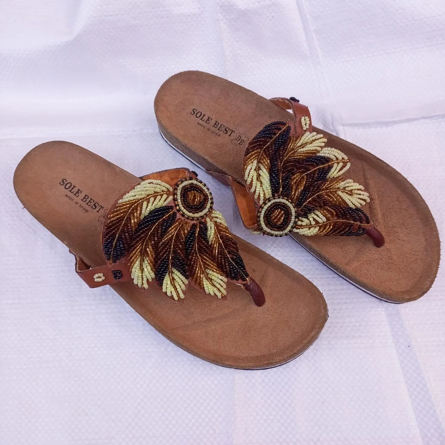 Handmade African Beaded Sandals/Authentic Maasai-Style Leather Flip-Flops Women/Boho Beach Sandals/Comfortable Summer Sandal African Gifts