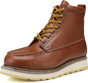 HANDPOINT Men's Classic SureTrack 6" Leather Soft Toe Slip Resistant Durable Breathable Brown Work Boot 84994