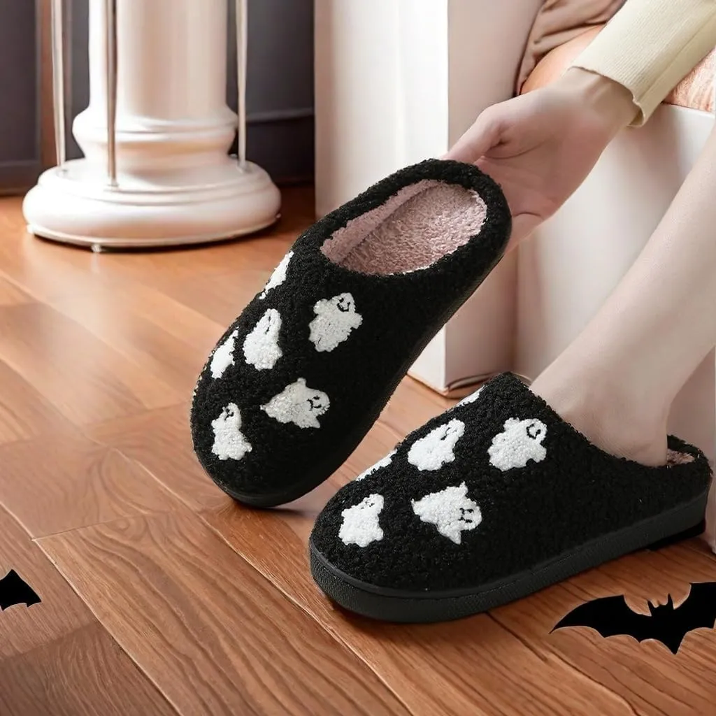 Happy Face Slippers for Women Men,Retro Soft Cozy Comfy Plush Lightweight House Slippers Slip-on Indoor Outdoor Slippers,Slip on Anti-Skid Sole