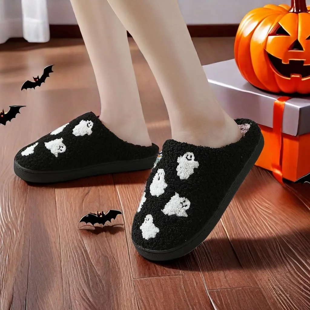 Happy Face Slippers for Women Men,Retro Soft Cozy Comfy Plush Lightweight House Slippers Slip-on Indoor Outdoor Slippers,Slip on Anti-Skid Sole