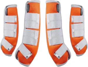Harrison Howard Horse Fly Boots Leg Guards Fly Boots Protection Set of 4 Orange Full Size