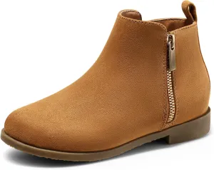 Harvest Land Girl Boots Kids Ankle Boots Warm Side Zipper Low Heel Short Booties Winter Anti-Slip Outdoor Shoes for Little Kids/Big Kids