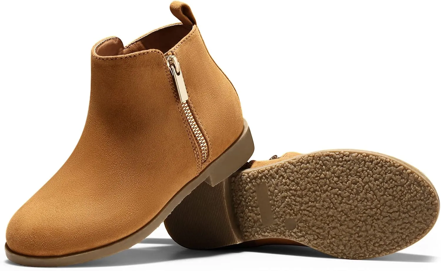 Harvest Land Girl Boots Kids Ankle Boots Warm Side Zipper Low Heel Short Booties Winter Anti-Slip Outdoor Shoes for Little Kids/Big Kids